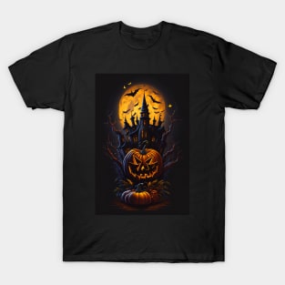 Haunted House And Pumpkins T-Shirt